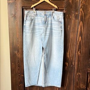 AE dreamy drape low rise denim maxi skirt